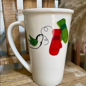 2011 Starbucks Coffee 21oz Tall Christmas Mug Dove/Mittens Ceramic Used ONCE!